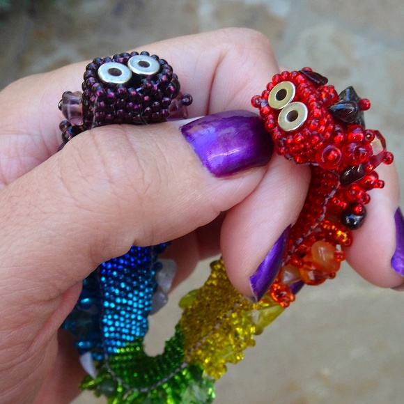 Rainbow Crystal Beaded Colorful Pride Magnetic Closure Statement Bracelet :) - Picture 3 of 10